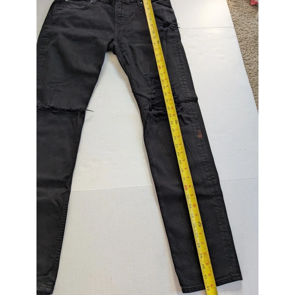 7‎ For All Mankind Jeans Paxtyn Mens 34 Black Distressed 7FAMK